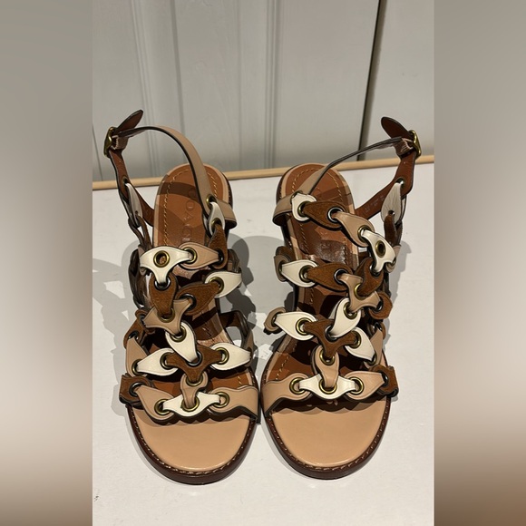 Coach 1941 Coachlink Sandals Saddle/Beechwood/Chalk Size 7 - Picture 2 of 7